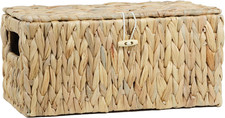 Water Hyacinth Wicker Storage Basket with Lid, Medium