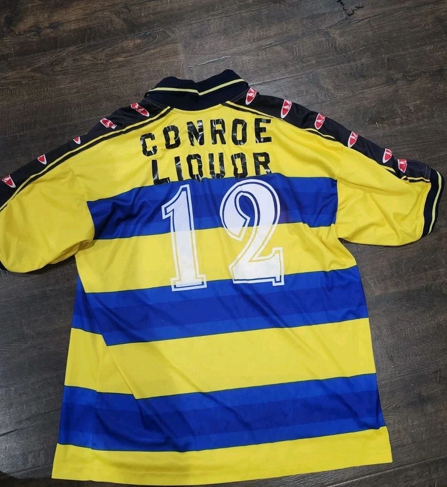 Vintage Italian Side FC Parma 1999-2000 Home Jersey Esmir Yellow And Blue - Image 2 of 4
