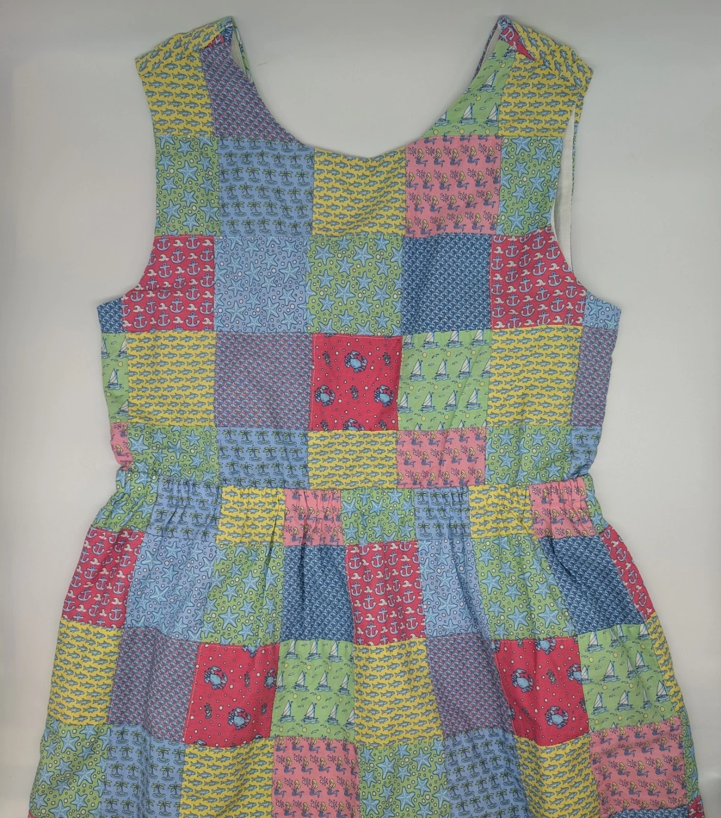 Vineyard Vines Girls Dress Size 16 Nautical Patchwork Sleeveless Starfish Beach