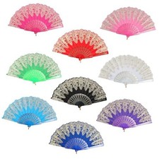 Spanish Folding Retro Pattern Hand Fan for Women, Handheld Chinese 9 colors