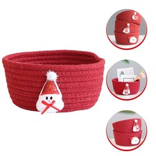 Christmas Storage Basket Red Cotton Rope Woven Organizer Bin Holiday Character