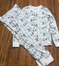 Land  s End Kid  s Boys 5/6 Organic Cotton Bears Hiking Winter Pajamas