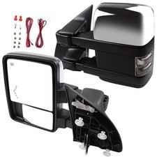 Pair Power Heated Tow Mirrors For 03-07 Ford F250 Puddle Signal Clearance Light