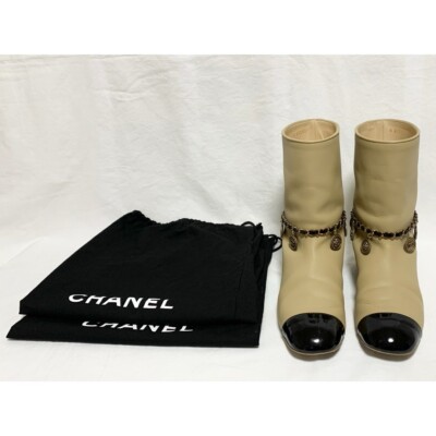 CHANEL G32929 CC Coin Charm Leather Short Boots 36 #PFGXSA