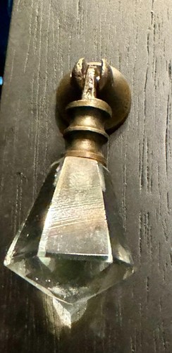 1 Vintage-Brass Metal Crystal Clear Glass Teardrop Knob Handle pull Hardware - Picture 19 of 24