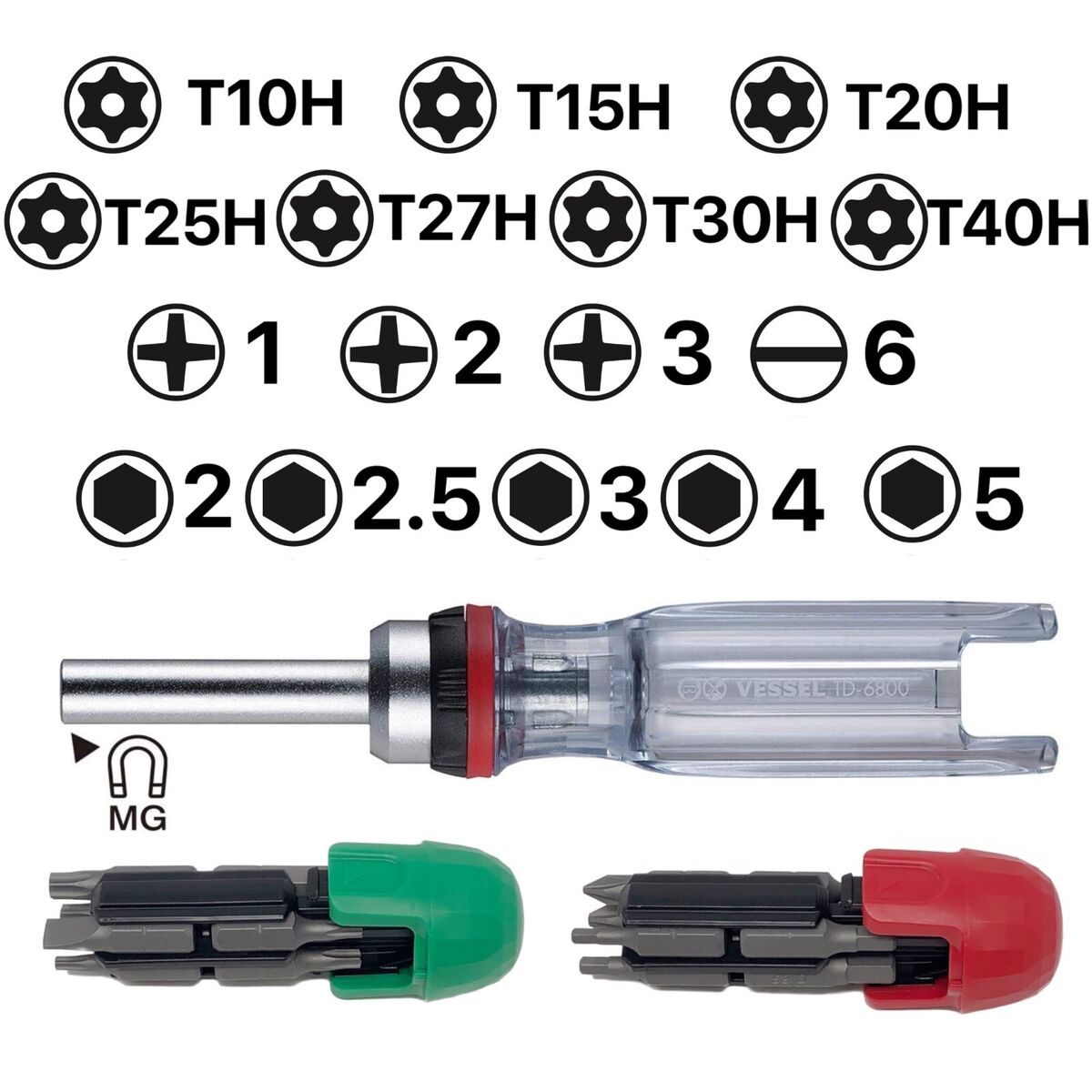 Vessel Tools TD6816MG CRYSTALINE Ratchet Screwdriver with Vessel Tools TD6816MG CRYSTALINE Ratchet Screwdriver with