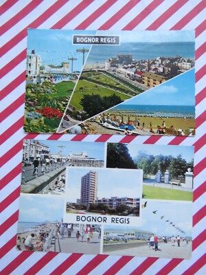 2 Vintage 60er-70er Jahre Bognor Regis Multi View Foto Postkarten