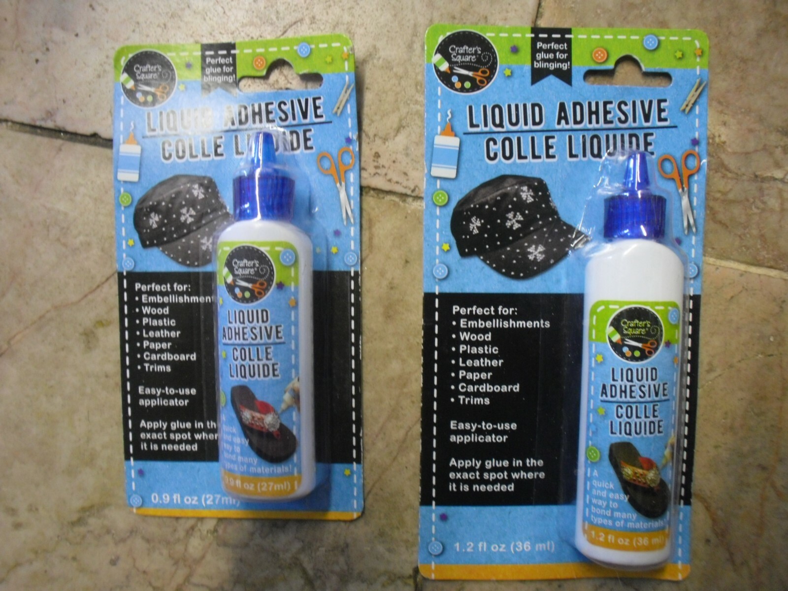 New 2 x 0.9 fl oz Crafter's Square Liquid Adhesive Perfect Glue for