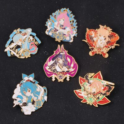 Genshin Impact Yoimiya Kaedehara Kazuha Pins Brooch Raiden Shogun Kamisato Ayaka