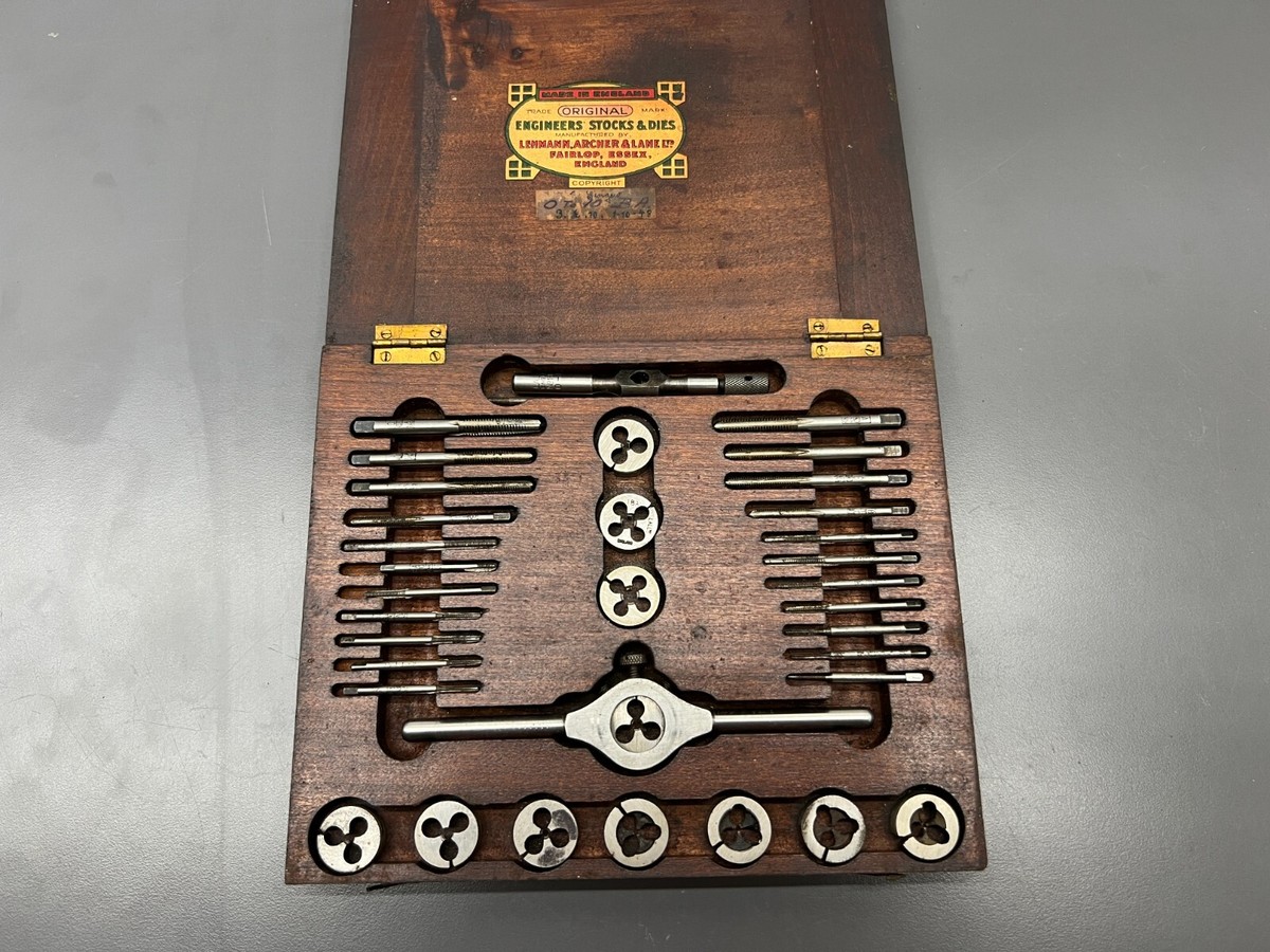 Q) RARE VINTAGE LAL LTD LEHMANN ARCHER LANE TAP & DIE SET Q) RARE VINTAGE LAL LTD LEHMANN ARCHER LANE TAP & DIE SET