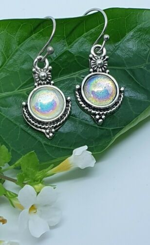  Reflective Moonstone Silver Plated Drop Dangle Earrings Hook Fastening  - Picture 1 of 10