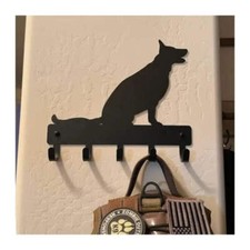 German Shepherd Dog Leash Hanger Metal Wall Key Rack Holder 5 Hooks
