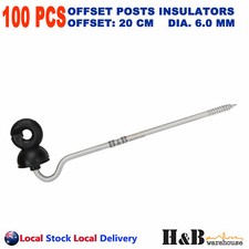 100 Pcs Offset Screw In Insulators Electric Fence Tape Wire Strap Timber Post  