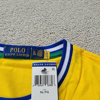 Polo Ralph Lauren Mens BRAZIL World Cup Short Sleeve T Shirt Yellow Tee XL