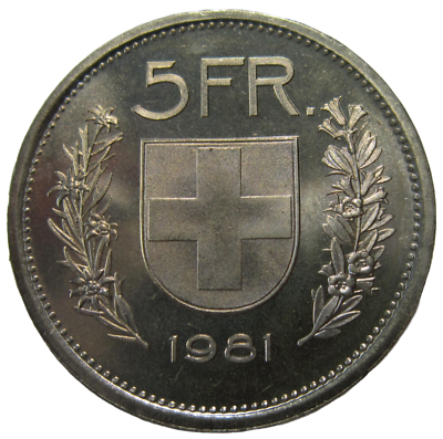SWITZERLAND. PROOF 5 FRANCS, 1981. | eBay
