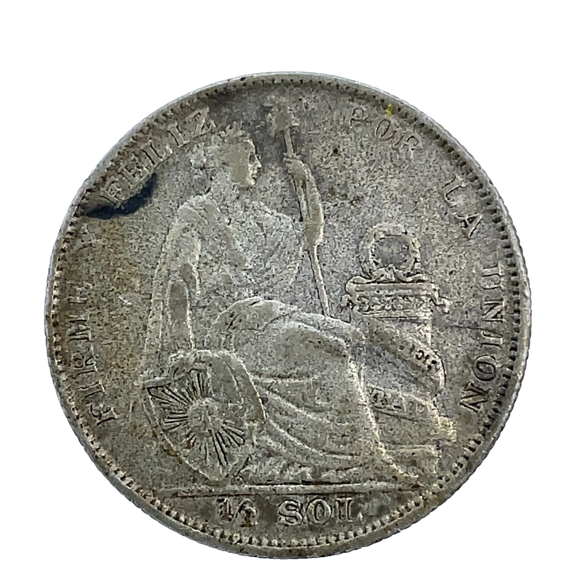 アンティーク銀貨、ペルー 1928年 、1929年1/2 SOL アンティーク銀貨