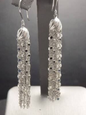 Sorrent Silber 2,75 Zoll Quadrat Nugget Kette Quaste Sterling Ohrringe