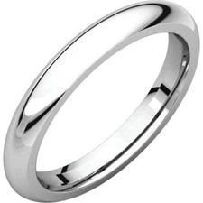 3mm Solid Platinum 950 Plain Dome Half Round Comfort Fit Wedding Band Size 6