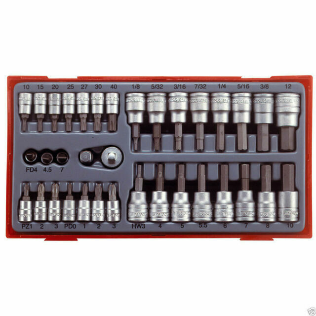 Tool Control System Teng 35pc 1/4" & 3/8" Socket Bit Set TTBS35 Flat PH PZ Torx