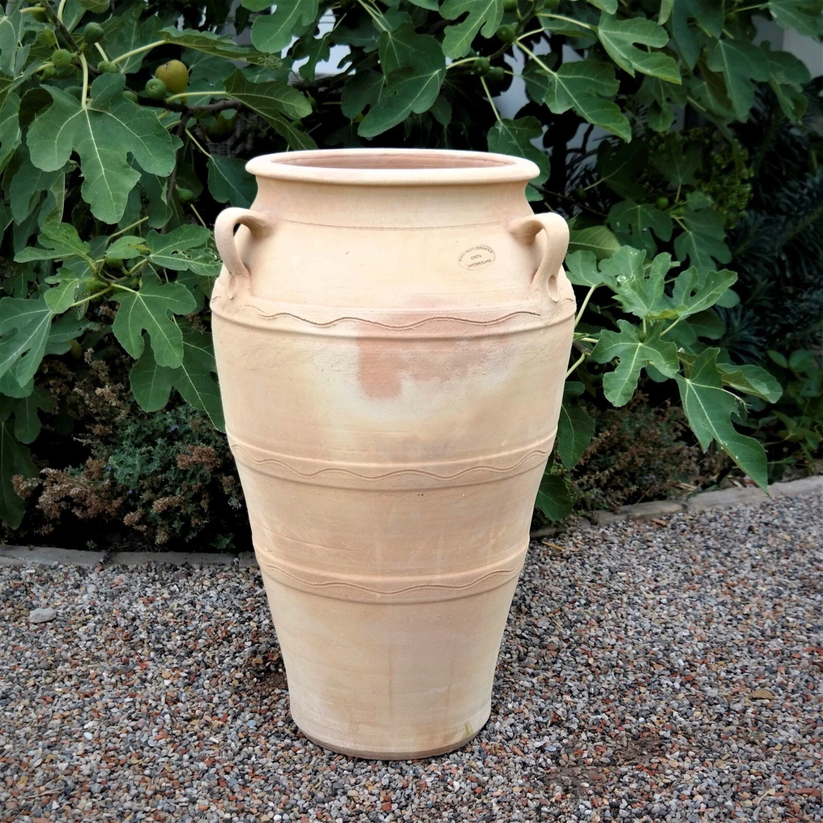 Anfora In Terracotta Fatta A Mano Di Creta – Antigelo, Timo 40, 39x32 Cm, Per Piante Da Esterno E Interno
