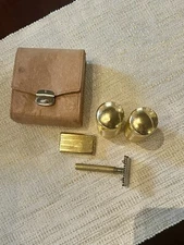 Grooming Set Hygiene Shaving Kit Vintage Travel Vanity Case Safety Razor Soluna