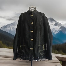 Tan Jay Jean Jacket Sz 16 2 Pockets Buttons Blue