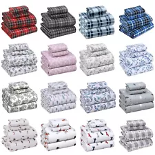 100% Cotton Flannel Sheet Set Deep Pockets Breathable Warm 170 GSM Cozy Soft