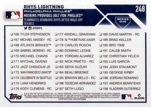 2023 Topps MLB Series 1&2 You Pick Cards to complete set #1-660 Julio Rodríguez - Imagen 138 de 192
