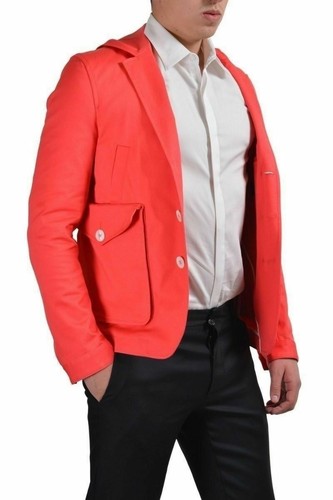 Dsquared2 Rosso Corallo Tre Bottoni Uomo Giacca Blazer USA S It 48 | eBay