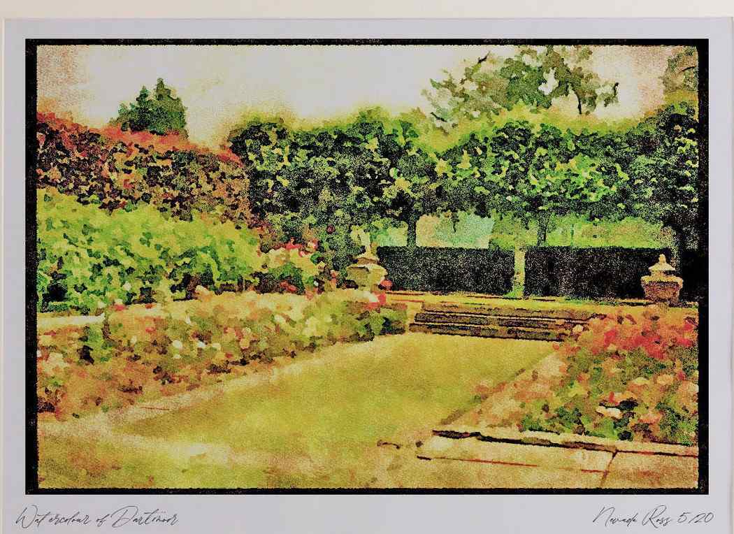 Garden 131093 Formal Garden With Roses A4 Watercolour print Garden 131093 Formal Garden With Roses A4 Watercolour print