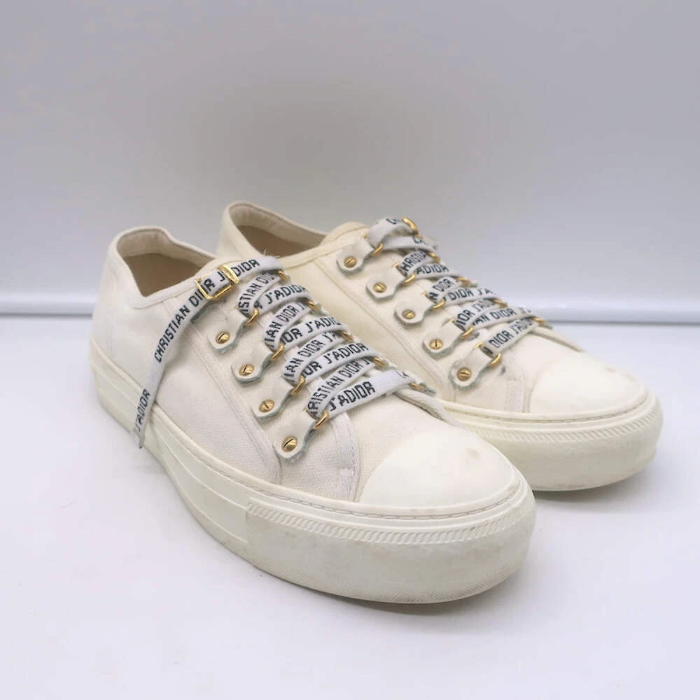 Baskets basses Christian Dior Walk'n'Dior toile coton crème taille 38