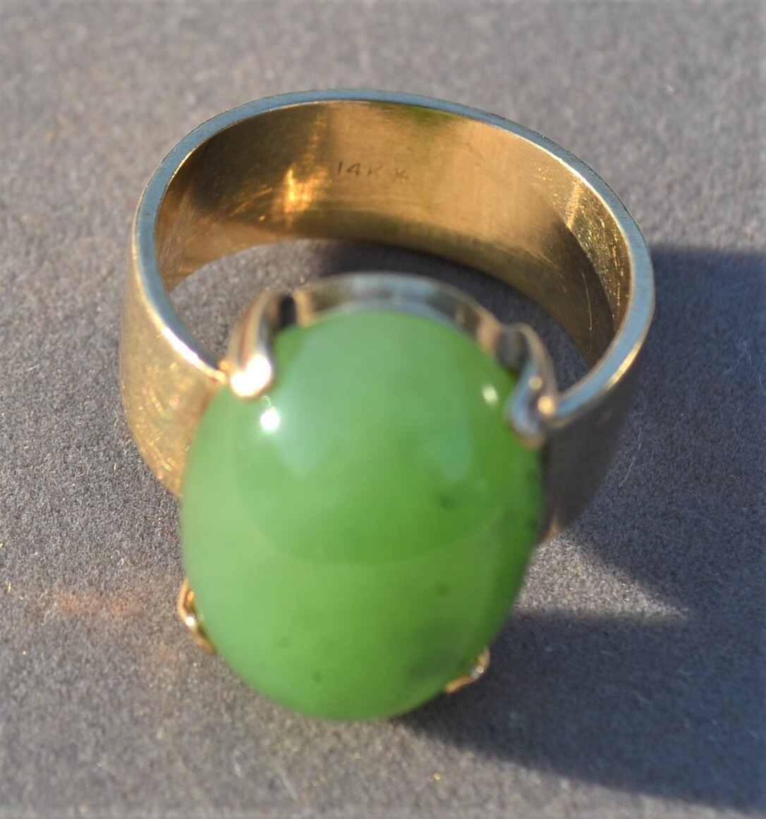 Vintage Men's 14K Gold Siberian Jadeite Jade Men'… - image 2