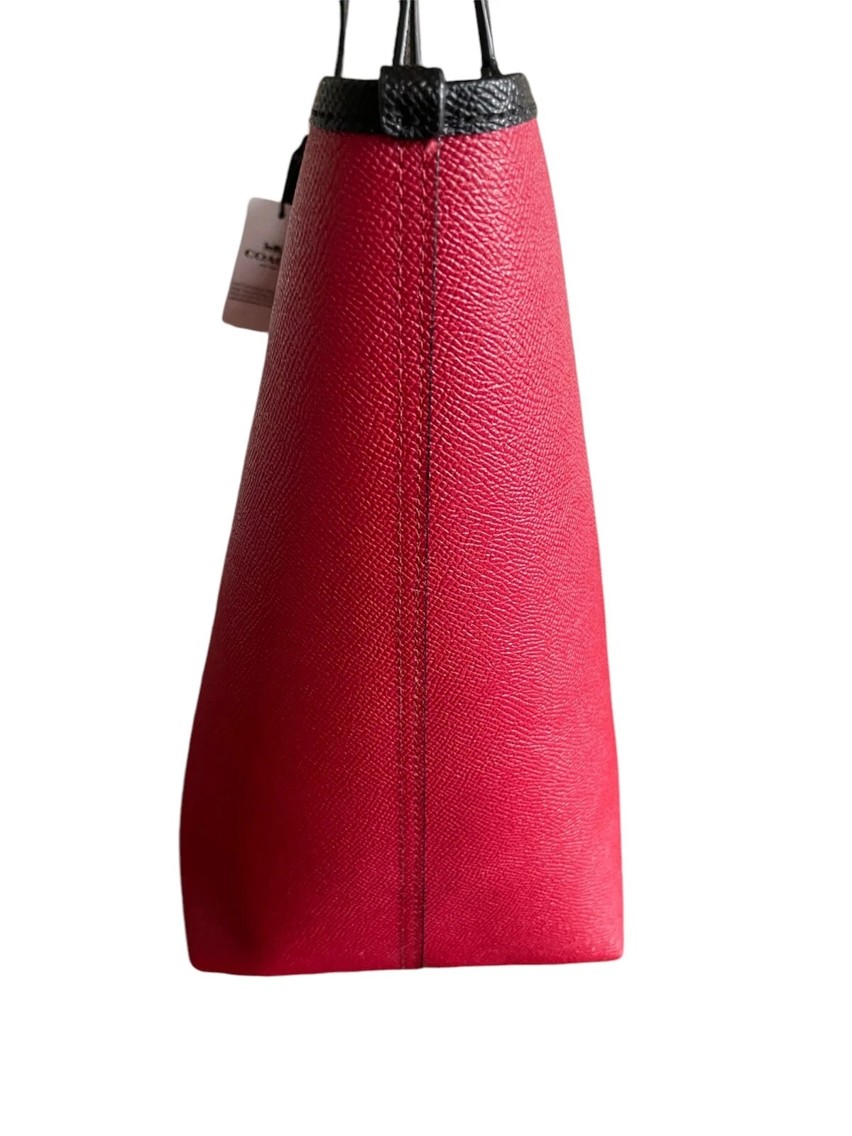 Borsa Coach reversibile grande rossa e nera da città nuova con etichetta