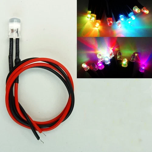 LED 5mm RGB Rainbow Langsamer Farbwechsel 9-12V fertig Verkabelt  C3232