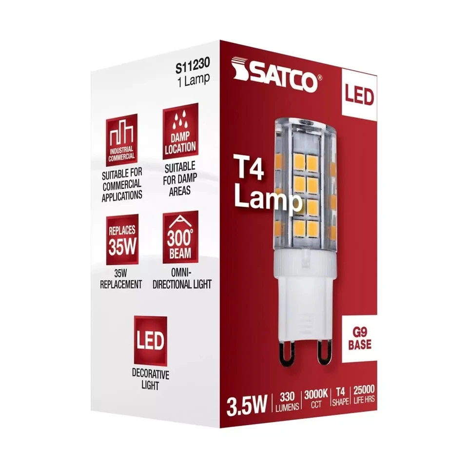 Satco S11230 - 3.5 Watt JCD T4 LED Bulbs - G9 Base - 3000K ( 5, 10 or 20 Pack) - Image 4 of 4
