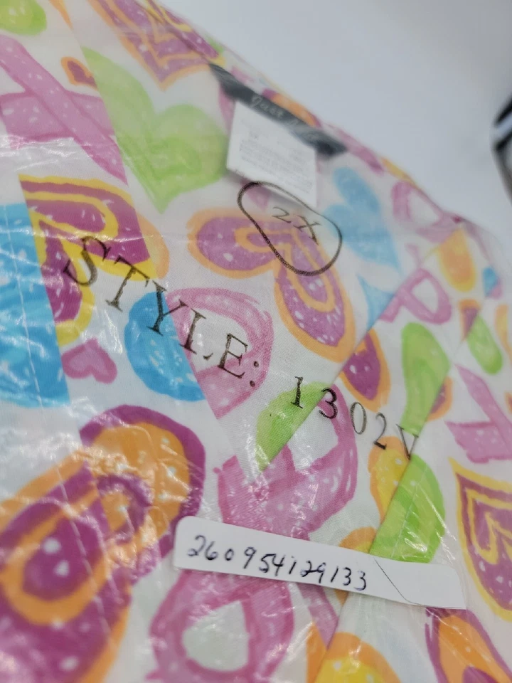 NWT Just Love Scrubs Set Women's Size 2X Pink Breast Cancer Hearts Print V-Neck  - Image 4 of 4