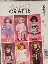 Uncut McCall's 6005 Doll Clothes Pattern to fit 18" Girl Dolls