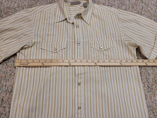 Rip Curl Shirt Mens Medium Yellow Beige Striped Pearl Snap Western Cowboy Preppy - Picture 14 of 19