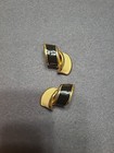 Vintage Haute Couture Black Cream Gold Tone Clip On Earrings