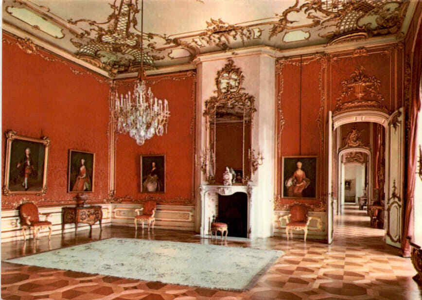 Potsdam-Sanssouci, Neues Palais, Rotes Damastzimmer, Postcard