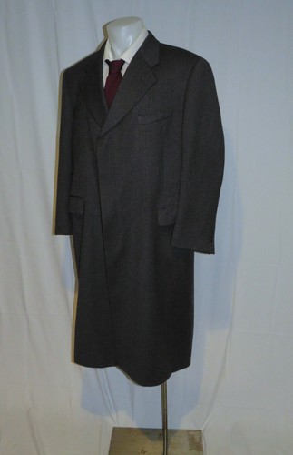 Hickey Freeman Gray Gabardine Cashmere Blend Hideaway Button Overcoat 44R - Picture 5 of 11