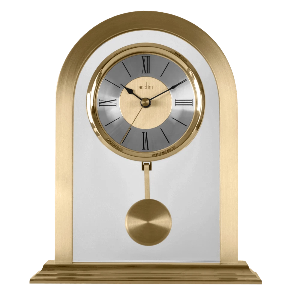 Acctim Colney Pendulum Mantel Clock Quartz Brushed Metal Glass Energy Efficient - Image 2 of 3