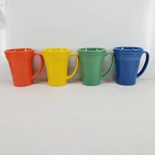 set 4 LATTE bistro MUG CUP poppy daffodil meadow lapis FIESTA 18 OZ new