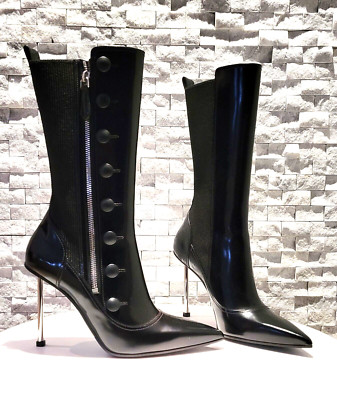 NIB*Alexander McQueen BOOTS*Size37.5*Black Calfskin Leather*$1,560*HOT!