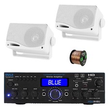 Pyle PDA9HBU 2-Channel Home Audio Bluetooth Receiver, 2x 3.5" White Speaker,Wire