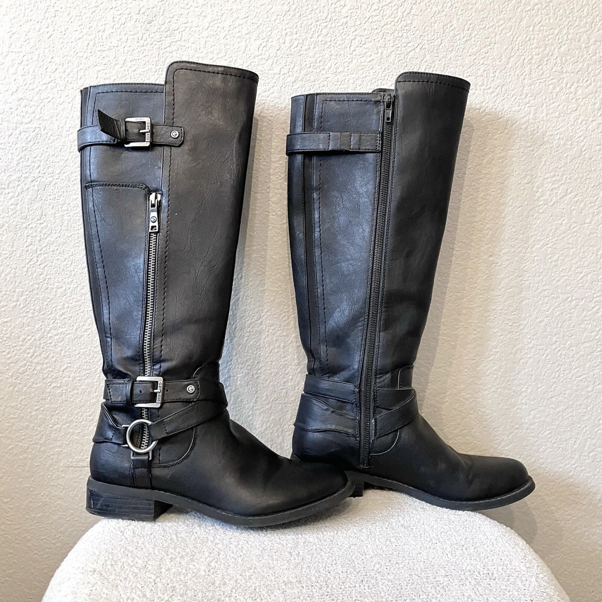 GBG Guess Los Angeles Women's 7.5 Buckle Zip Close Knee High