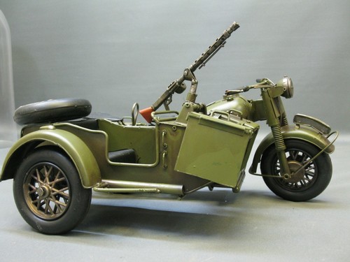 Blechmodell Militär Motorrad Modell mit Seitenwagen 35cm kein Blech Spielzeug - Bild 5 von 9