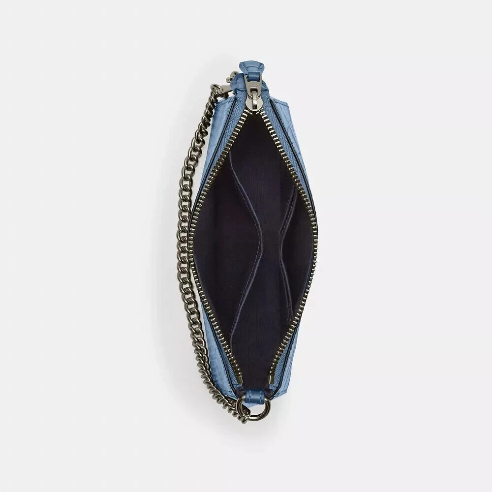 Coach ~ " Nolita 19 " ~ in pelle di coccodrillo blu fiordaliso goffrata CN382 $228