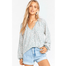 Show me your Mumu Charlene peony please tunic top pink green floral xsmall