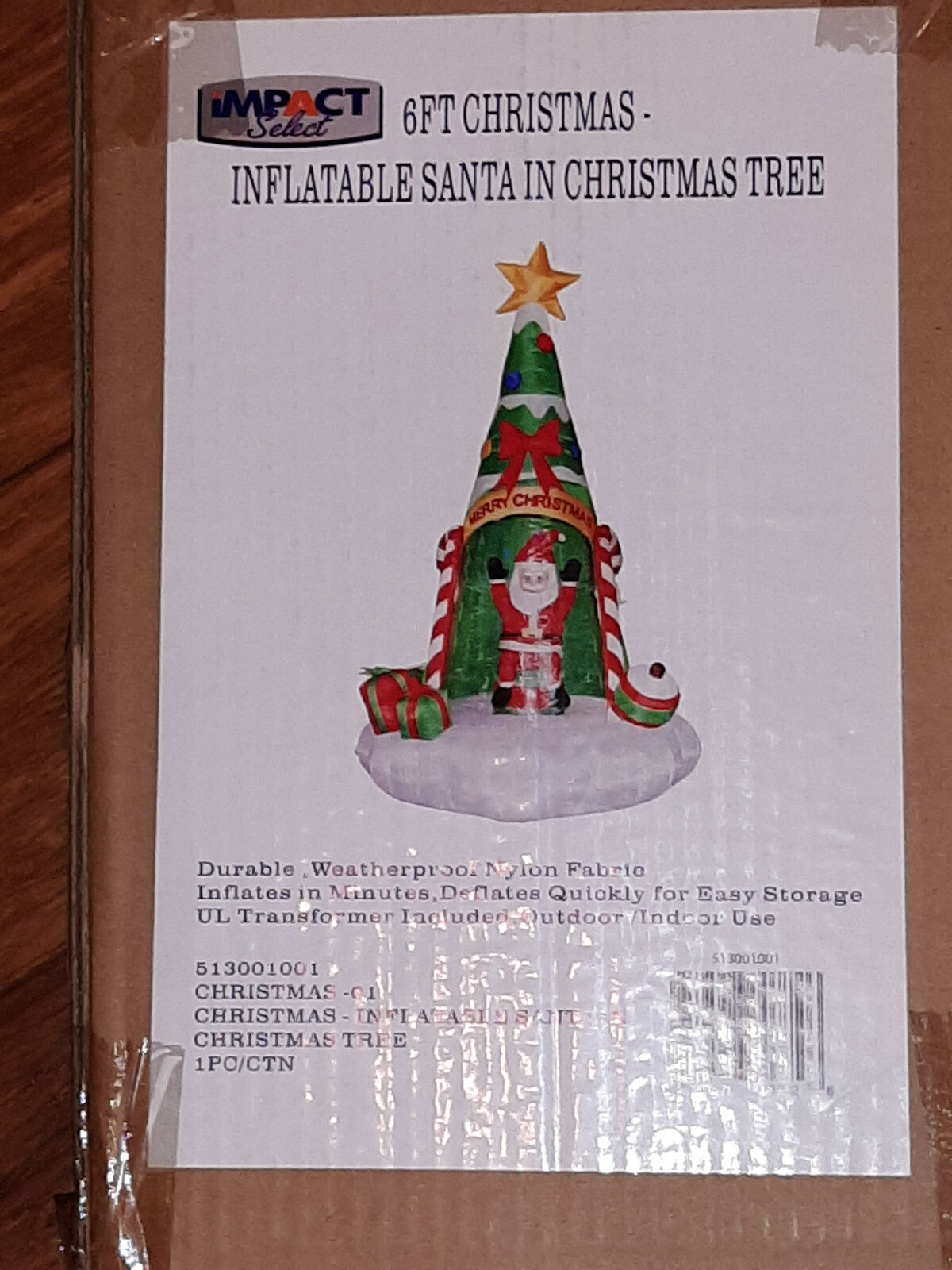 6 FT CHRISTMAS INFLATABLE SANTA IN CHRISTMAS TREE
